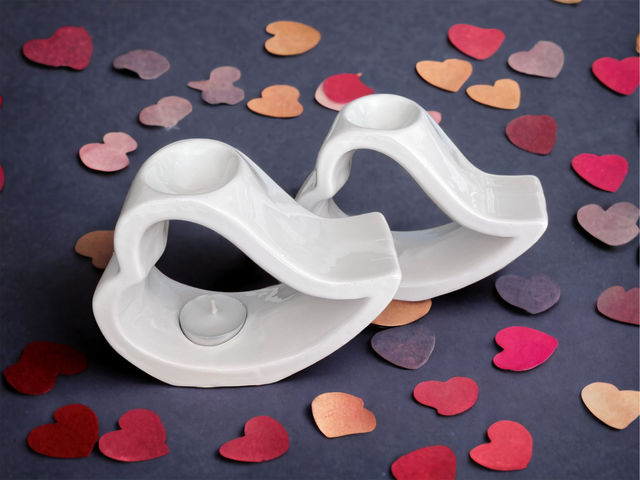 White Ceramic Heart Tea Light Burner
