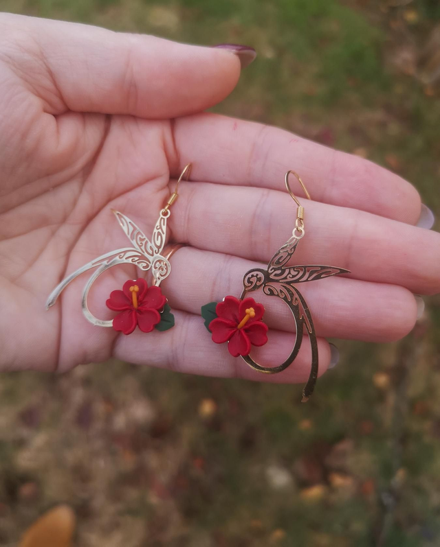 Collection Florale Pétale pourpre - Boucles d'oreilles Florence