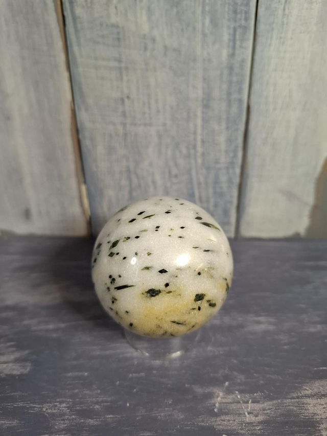 Green Tourmaline in Quartz Sphere