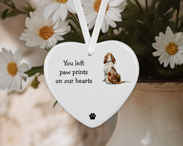 "Basset Hound"  Personalised Pet Memorial Ceramic Heart  
