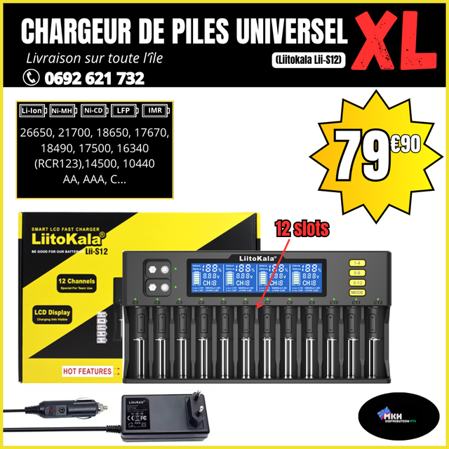 CHARGEUR DE PILES UNIVERSEL XL - LiitoKala®