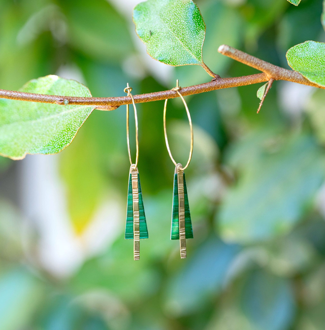 Boucles d'oreilles Tria - Doré, vert
