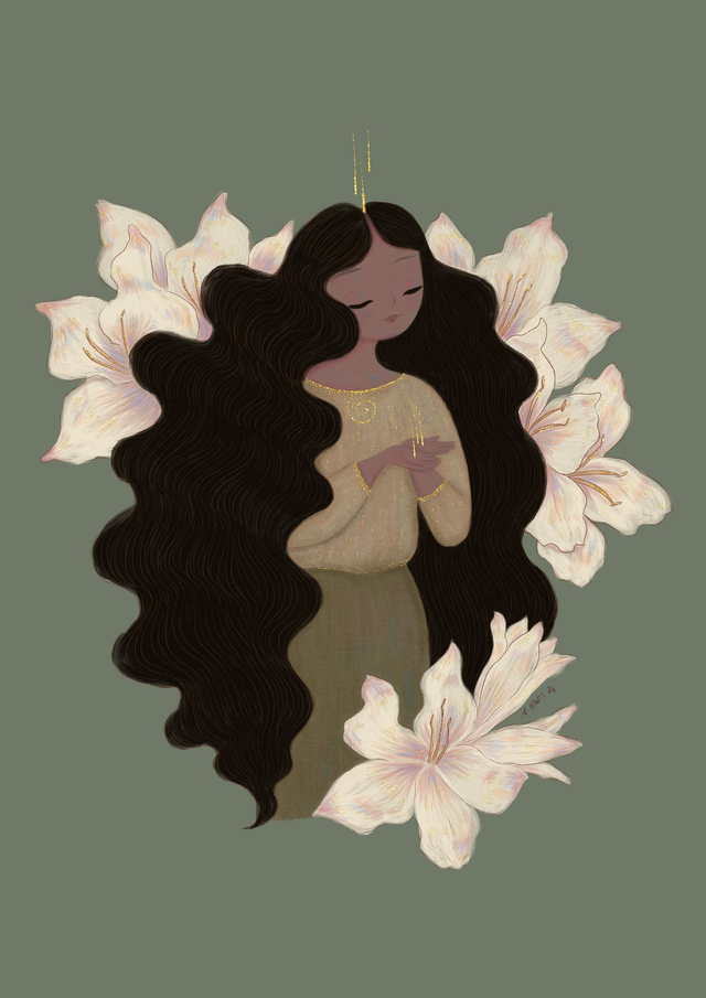 L'art de la prière - Tirage d'art rehaussé de doré