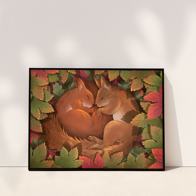 "Ecureuils endormis" Affiche A5, A4 ou 30x40