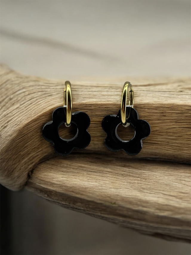 Boucles d'oreilles fleurs résine époxy