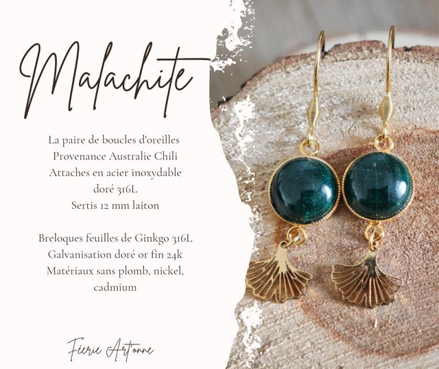 Boucles d'oreilles Malachite 