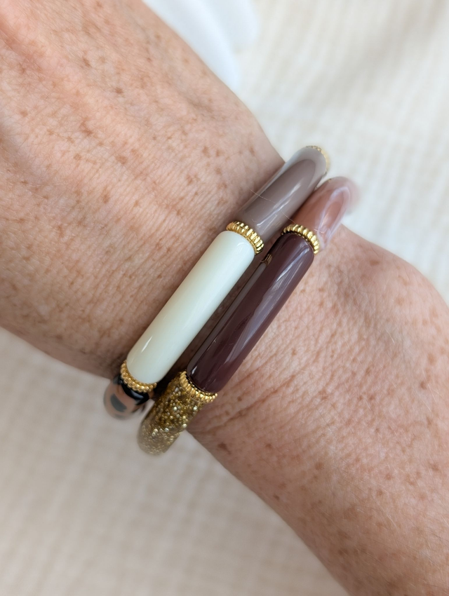 Bracelet Lison bordeaux orangé terracotta léopard