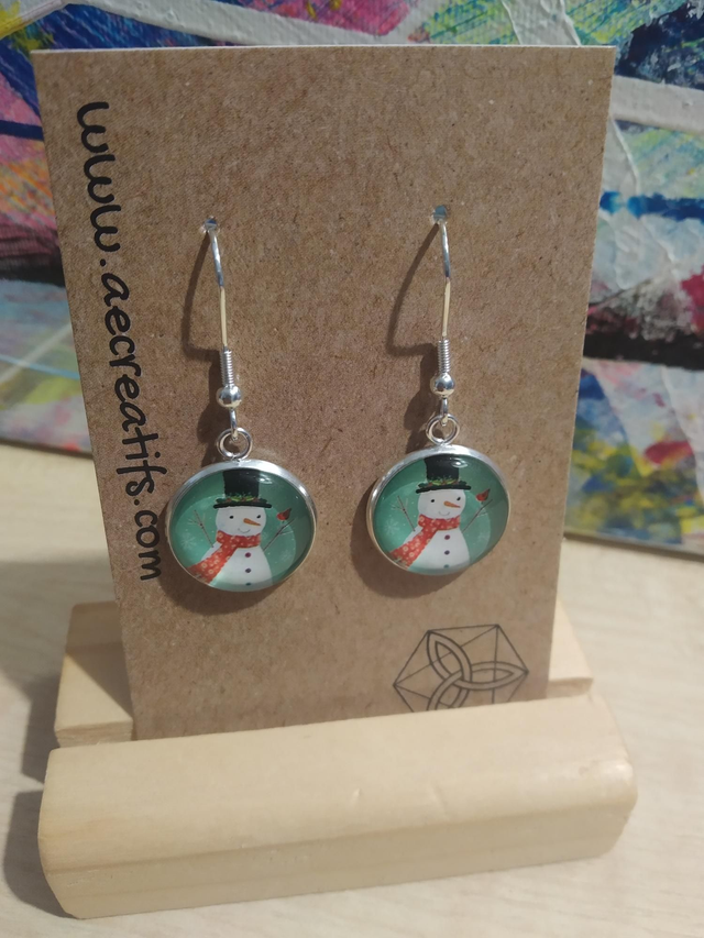 Boucles d&#039;oreilles cabochons bonhomme vert