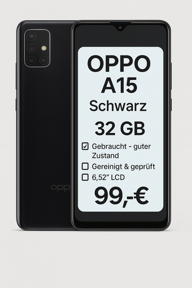 OPPO A15 – 32 GB Schwarz (gebraucht)
