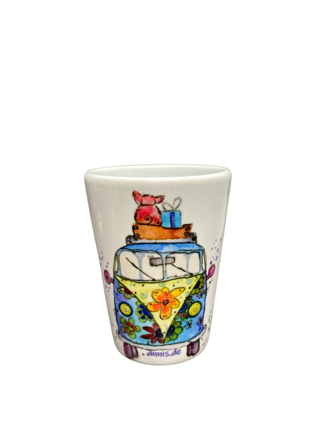 Schnapsglas Keramik "Bully mit Schweinchen"