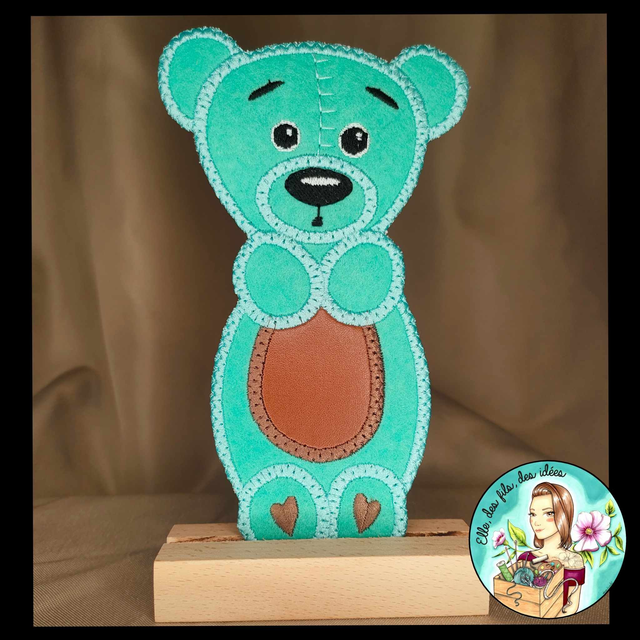 Marque page Ourson turquoise