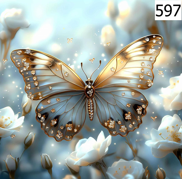 Panneau Papillon diamant en velours - 30x30cm