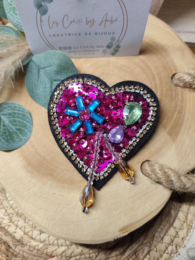 BIG BROCHE COEUR SEQUINS 0000245