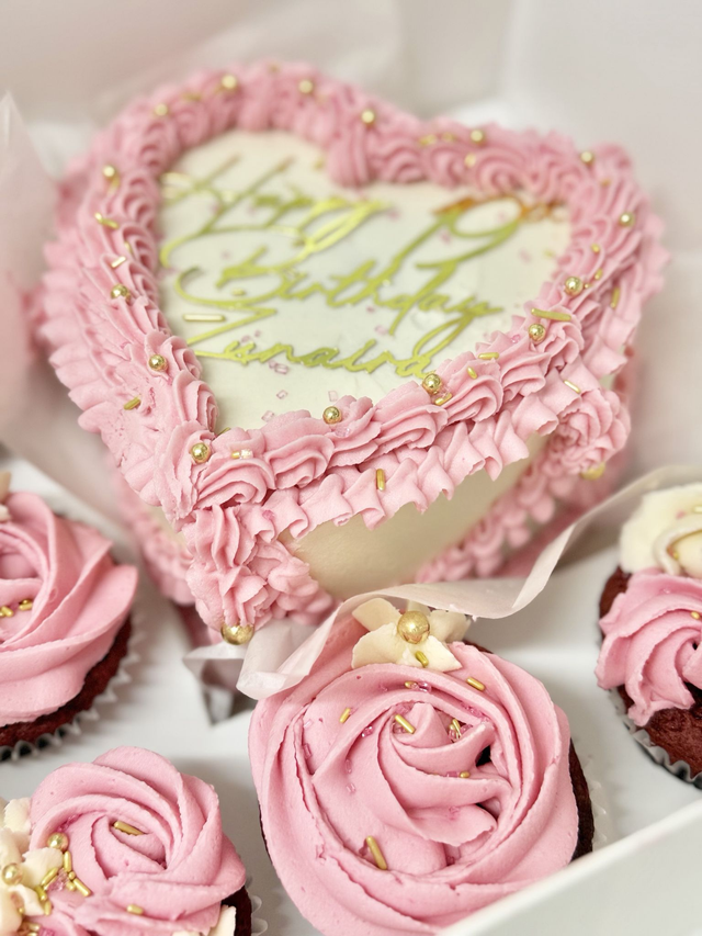 Bento Heart Birthday Cake & Cupcakes