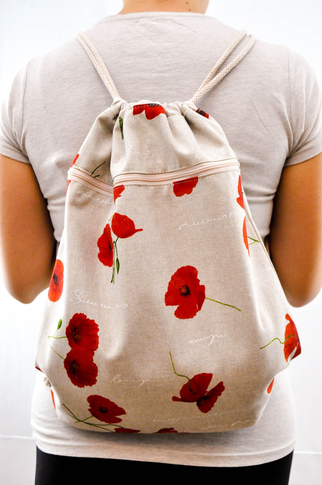 Red Poppies Print Backpack