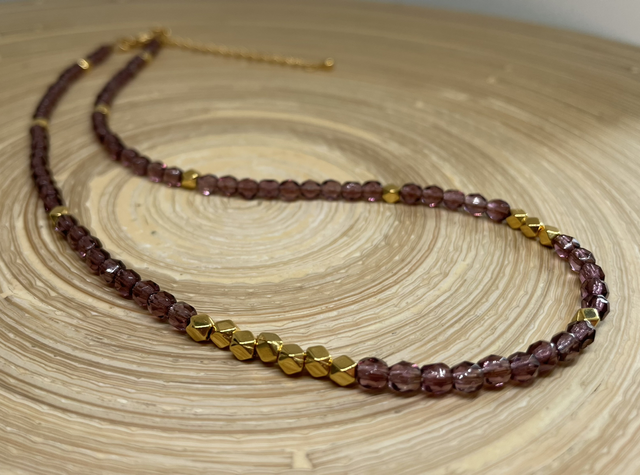 Amethyst Czech Glass Bead Necklace