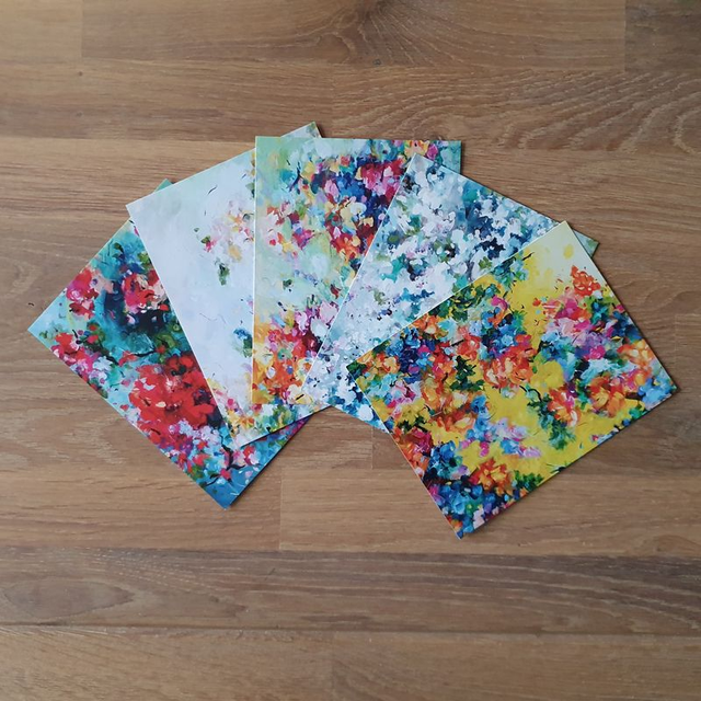 Kaartenset (mat) 5 stuks, incl. witte enveloppen (set b)