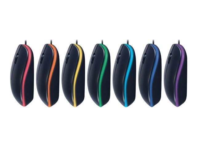  MEDIACOM BX100 - Mouse - ottica - cablato - USB - nero / rosso, nero/arancione, nero/blu, nero/verde, nero/giallo, nero/viola, nero/ciano