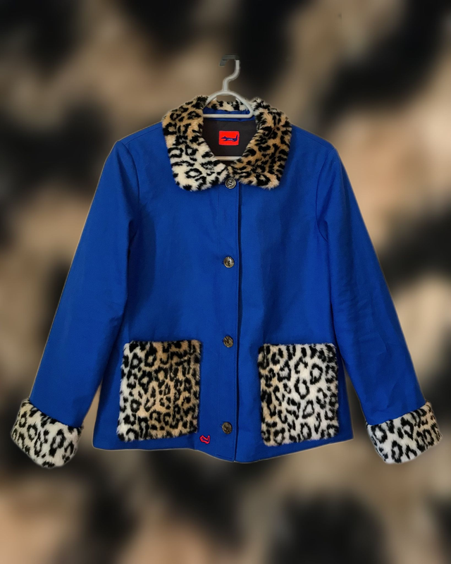 Veste bleu de travail/léopard
