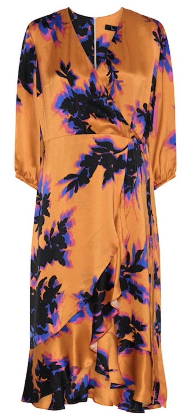 TIA Burnt Orange Print V-Neck Wrap Dress