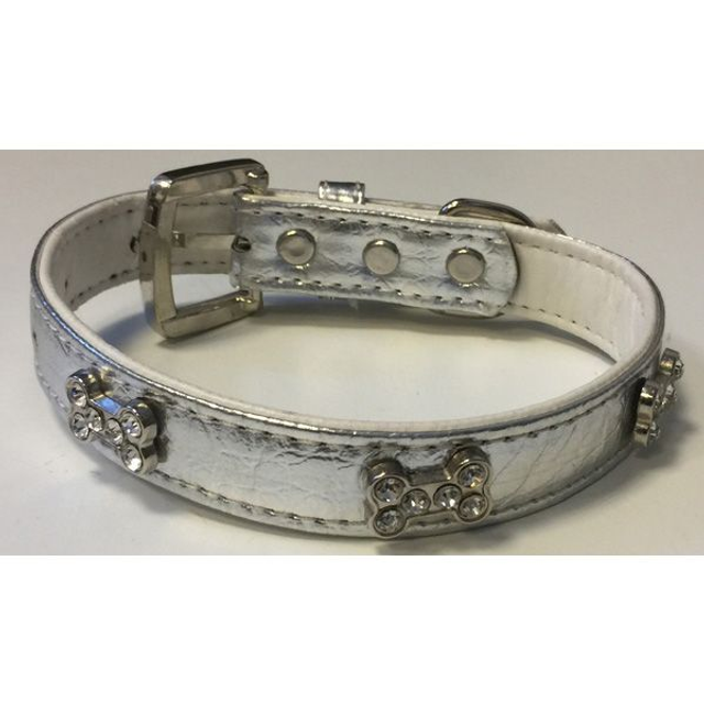 Halsband strass botje zilver XS/S