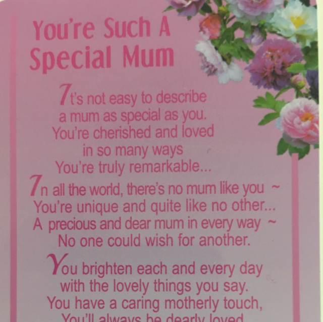 Special Thoughts Poems You’re Such a Special Mum (Credit Card Size) 