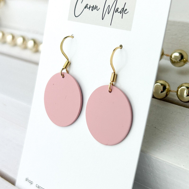 Pale matte pink and gold simple earrings