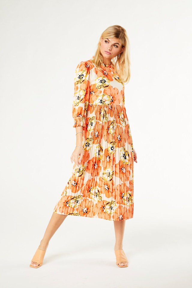 Micha oranssisävyinen leninki - maksimekko koko 46