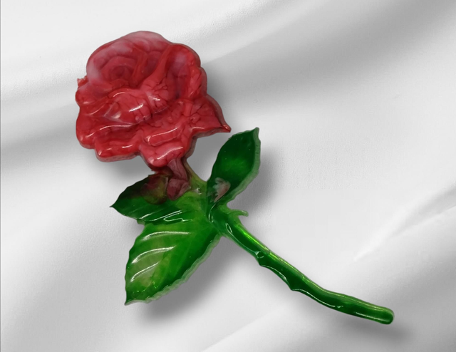  rose éternelle rouge et verte 