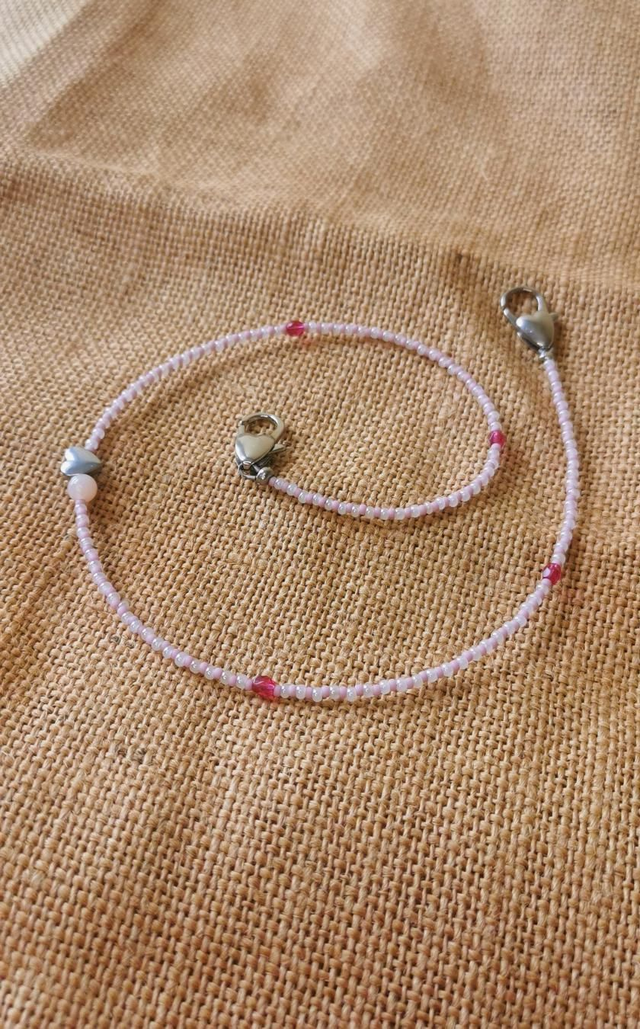 Bijou de téléphone Rose & blanc Coeur 40cm
