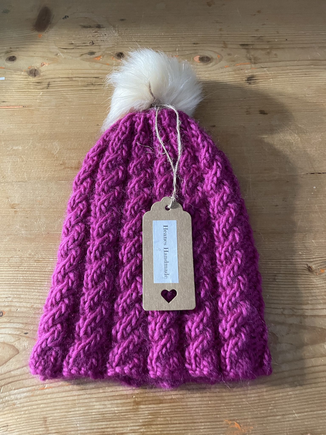 Cabled Beanie Hand knitted Hat