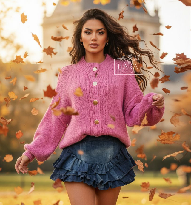 Kuschel Strickjacke Oversize Onesize pink