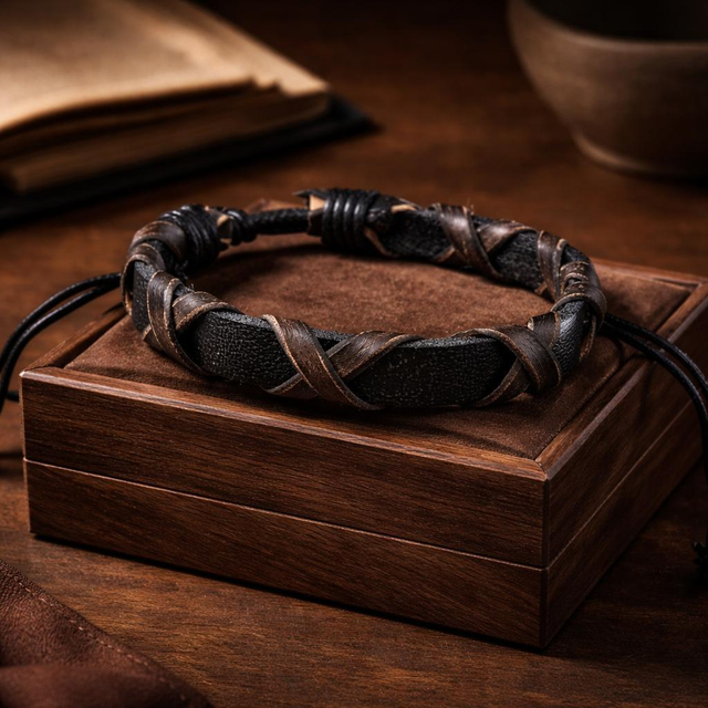 "Black moon" - Bracelet en cuir - BC-021