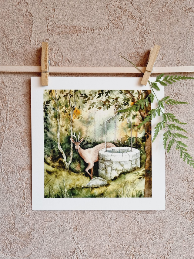 Affichette "Chevreuil curieux"