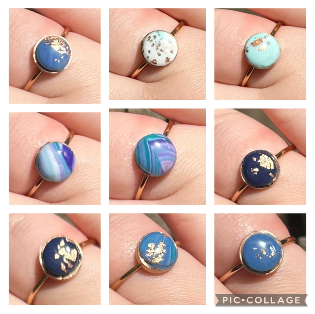 Adjustable Rose Gold Stainless Steel Polymer Clay Ring 