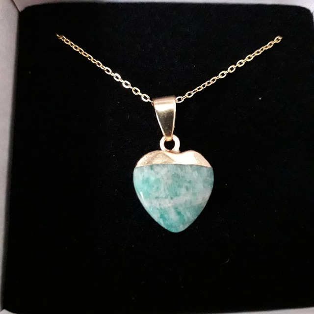 Collier amazonite cœur argenté