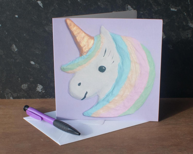 Unicorn's Head Greetings Card/Mounted Print (blank inside)