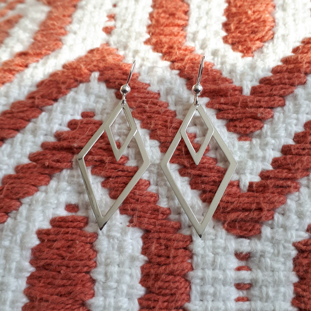 Double Triangle Sterling Silver Drop Earrings