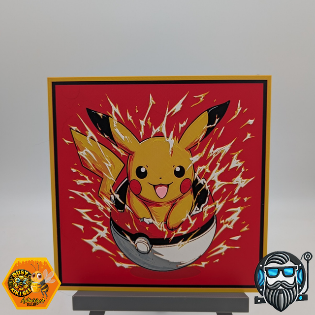 Tableau décoratif 3D HueForge – Créature Électrique Iconique – PLA – 200 x 200 mm