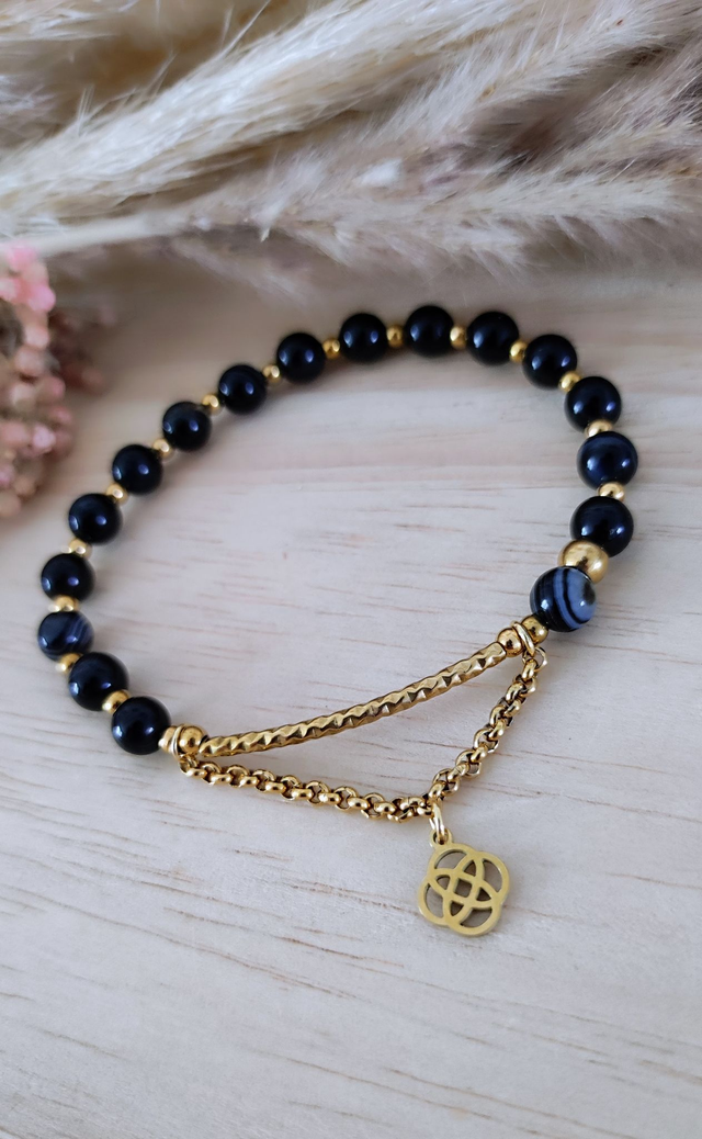 Bracelet "Soutien et Force" Onyx