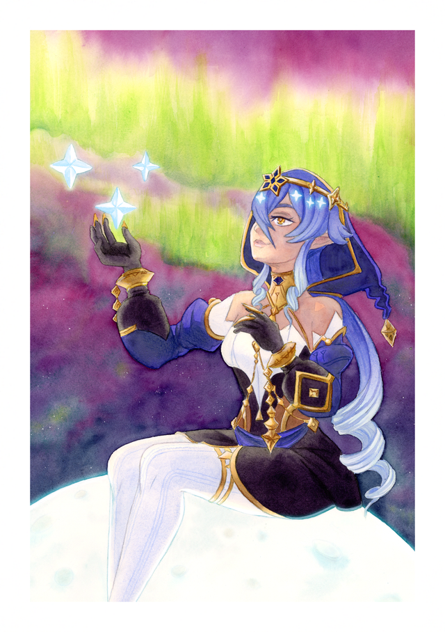 Carte aquarelle - Layla Genshin Impact