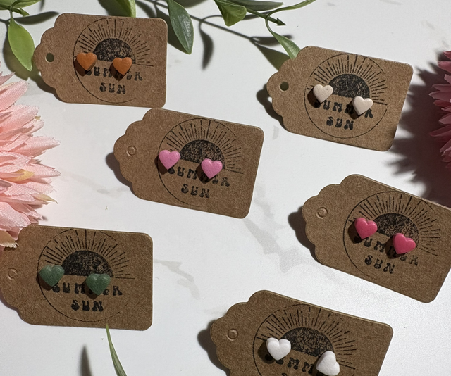 Handmade Heart Clay Studs