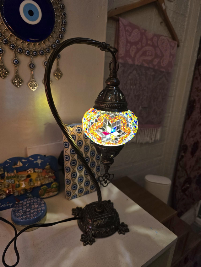 Small Mosaic Swanneck Table Lamp