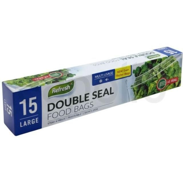 15pcs Refresh Large Double Seal Food Bags (25x25cm)