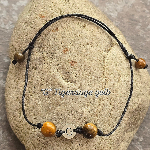 Initialen Armband "G" Tigerauge gelb 