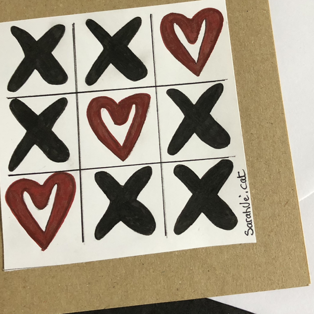 Carte - jeux cœur - 13,5 x 13,5 cm - enveloppe blanche 