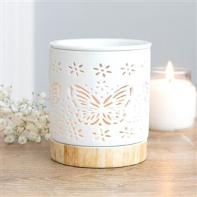 White Ceramic Butterfly or Dragonfly Wax Warmer