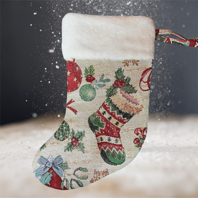 Chaussette de Noël en Toile Fil Doré