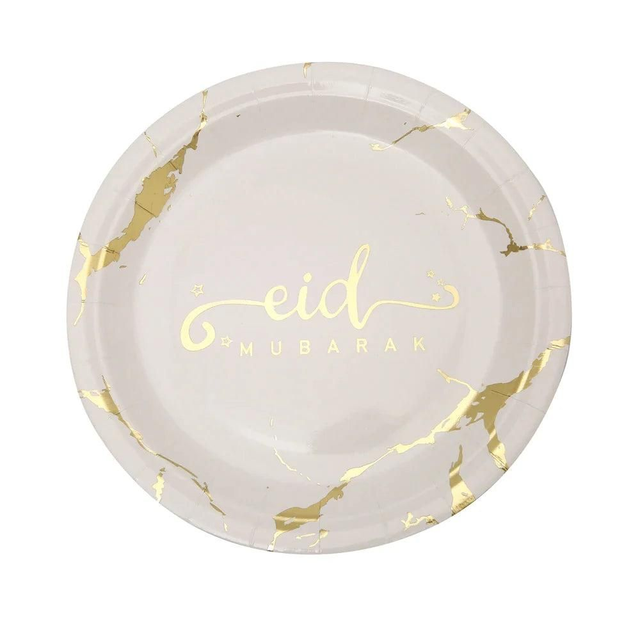 Eid Plate - White Marble - Pack of 10