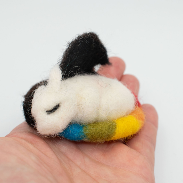 rainbow sleeping dragon - needle felted sculpture